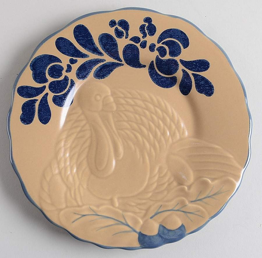 Folk Art Turkey Embossed Buffet Plate by Pfaltzgraff-1
