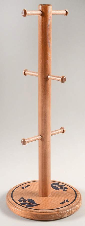 Folk Art Wood Wall Hanging Mug Rack by Pfaltzgraff-1