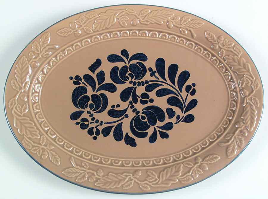 Folk Art 18" Embossed Oval Serving Platter by Pfaltzgraff-1