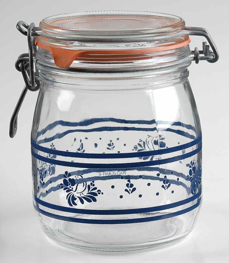 Folk Art Small Glassware Storage Jar & Lid by Pfaltzgraff-1