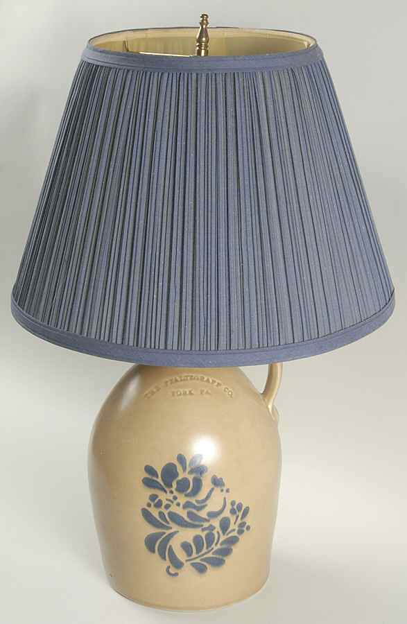 Folk Art Large Jug Table Lamp & Shade by Pfaltzgraff-1