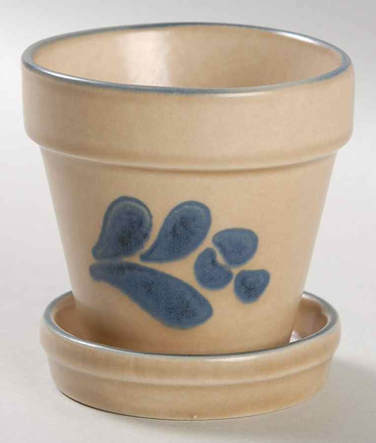 Folk Art 2" Flower Pot & Underplate by Pfaltzgraff-1