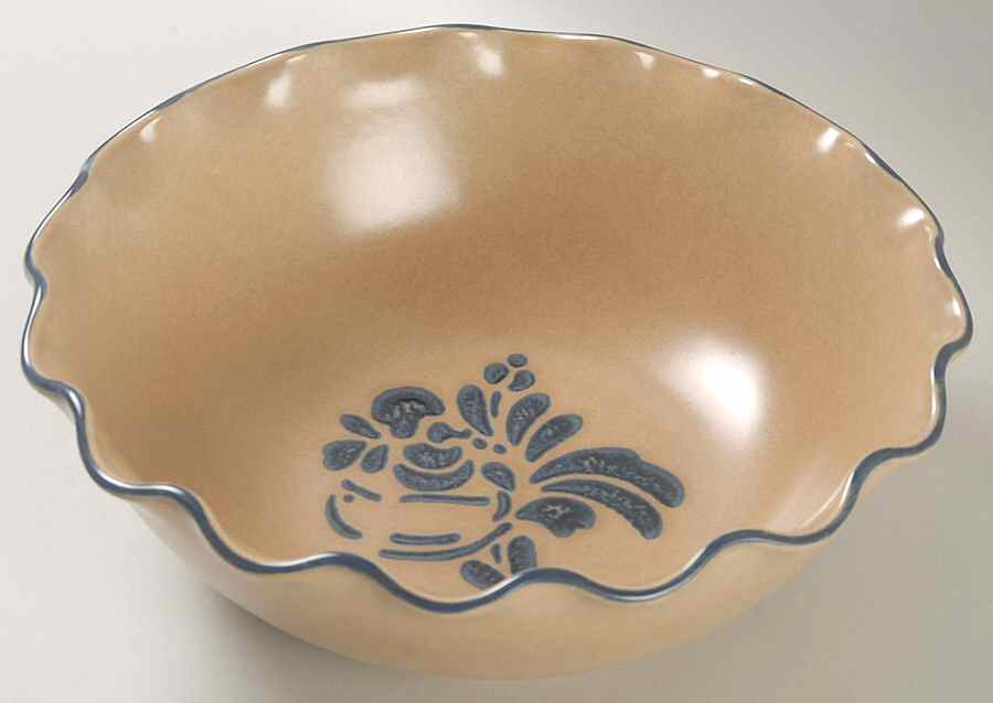 Folk Art Large Round Fluted Bowl by Pfaltzgraff-1