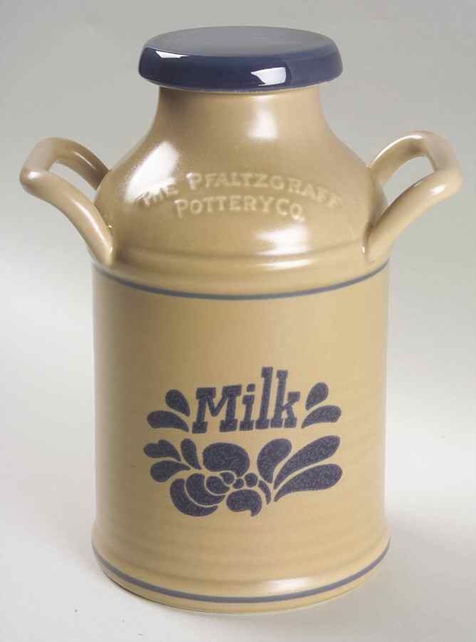 Folk Art Canister/Milk Pail & Lid by Pfaltzgraff-1