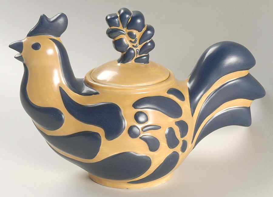 Folk Art Sculpted Teapot & Lid by Pfaltzgraff-1