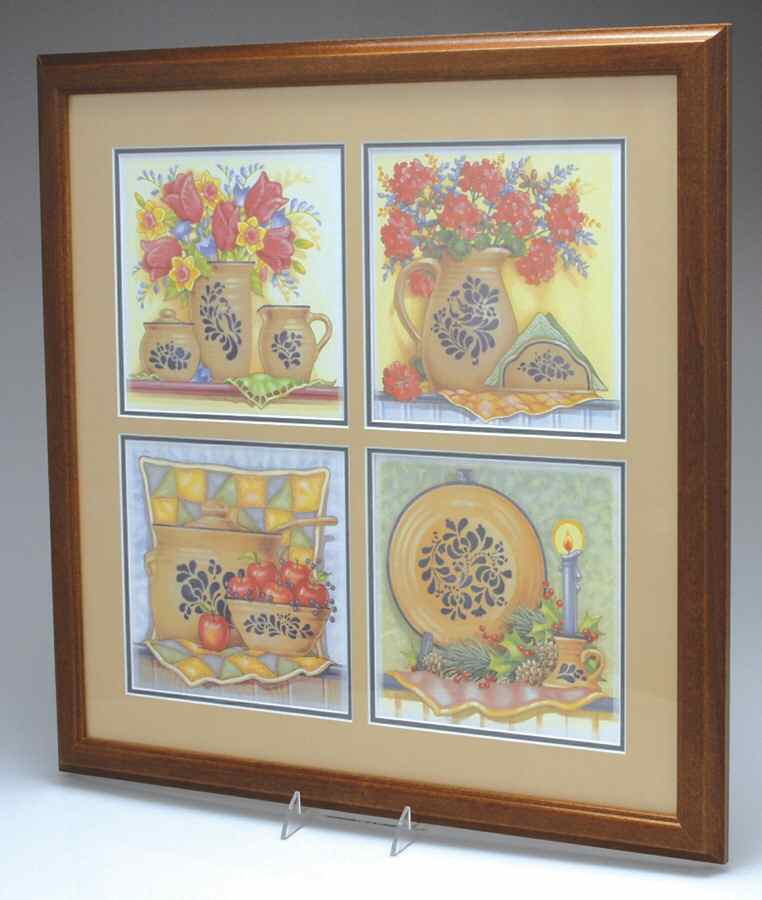 Folk Art Four Seasons Framed Print by Pfaltzgraff-1