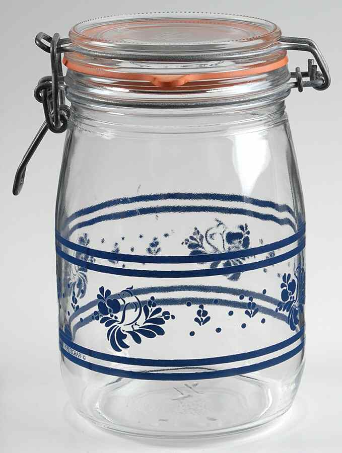 Folk Art Medium Glassware Storage Jar & Lid by Pfaltzgraff-1