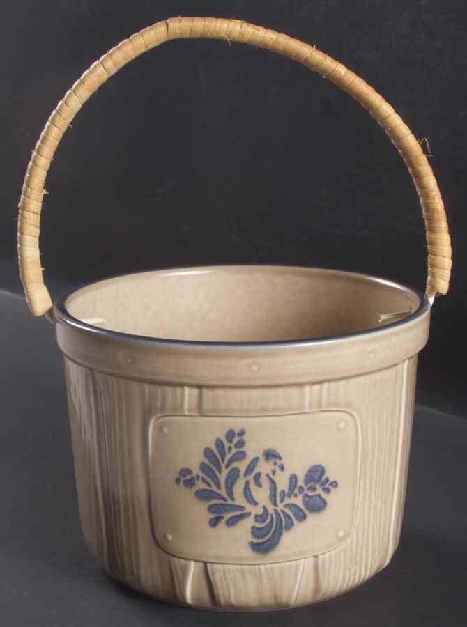Folk Art Berry Bucket with Wicker Handle by Pfaltzgraff-1