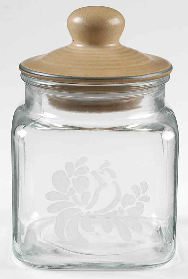 Folk Art 5" Glassware Storage Jar & Lid by Pfaltzgraff-1