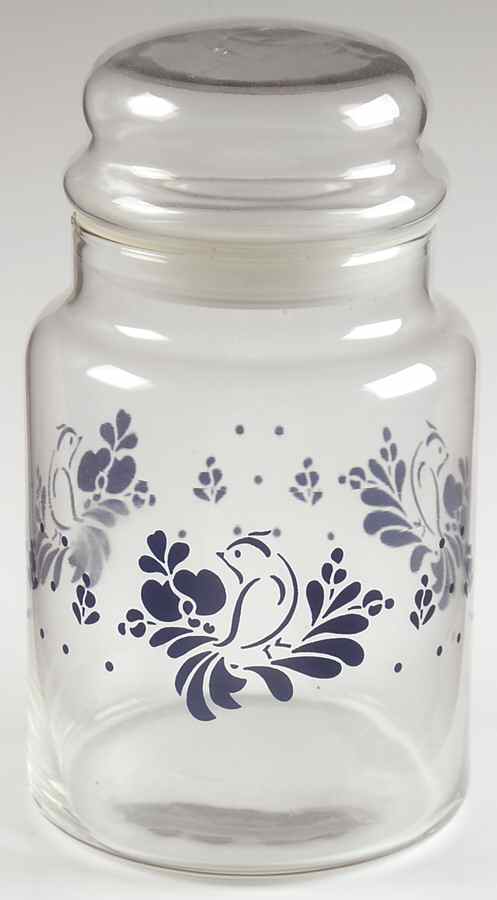 Folk Art Glassware Candy Jar & Lid by Pfaltzgraff-1