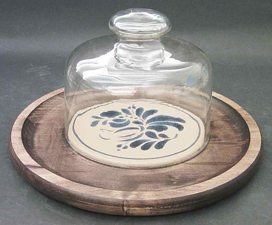 Folk Art Cheese and Cracker Set with Dome by Pfaltzgraff-1