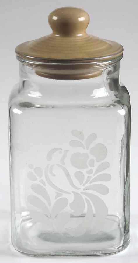 Folk Art 7" Glassware Storage Jar & Lid by Pfaltzgraff-1