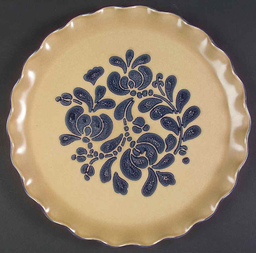 Folk Art Fluted Cake Plate by Pfaltzgraff-1
