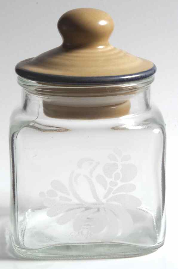 Folk Art 4" Glassware Storage Jar & Lid by Pfaltzgraff-1