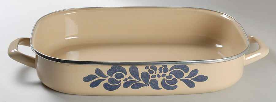 Folk Art 16" Metal Rectangular Roaster by Pfaltzgraff-1