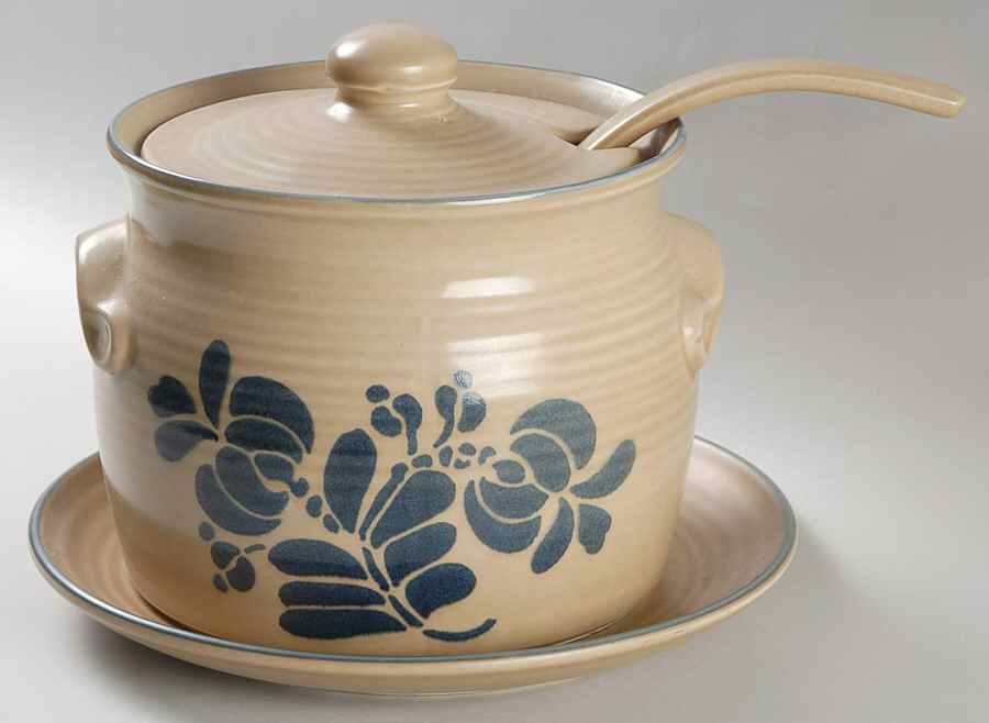 Folk Art Tureen & Lid w/Ladle & Underplate by Pfaltzgraff-1