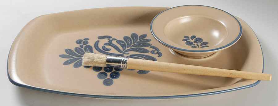 Folk Art 3-Piece Barbeque (Plate, Bowl and Brush) by Pfaltzgraff-1