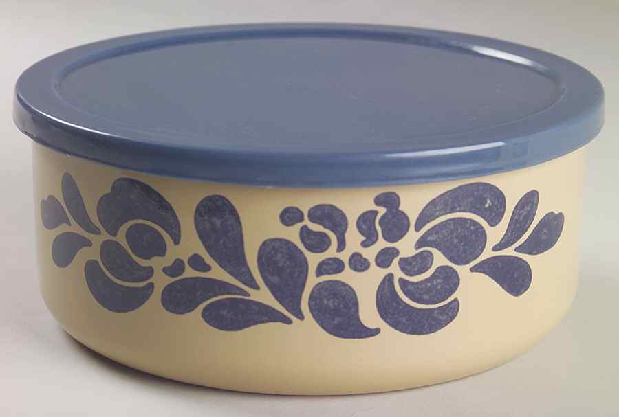 Folk Art 7" Metal Bowl & Plastic Lid by Pfaltzgraff-1