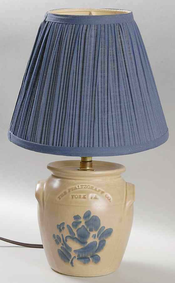 Folk Art Crock Accent Lamp & Shade by Pfaltzgraff-1