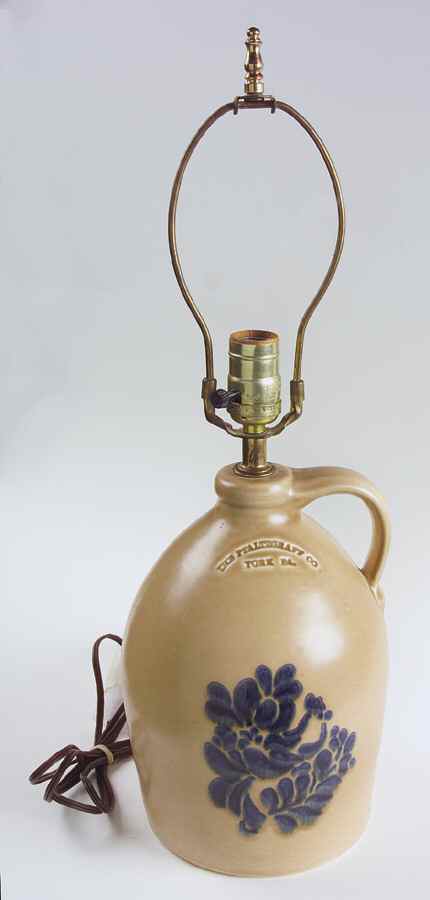 Folk Art Large Jug Table Lamp No Shade by Pfaltzgraff-1