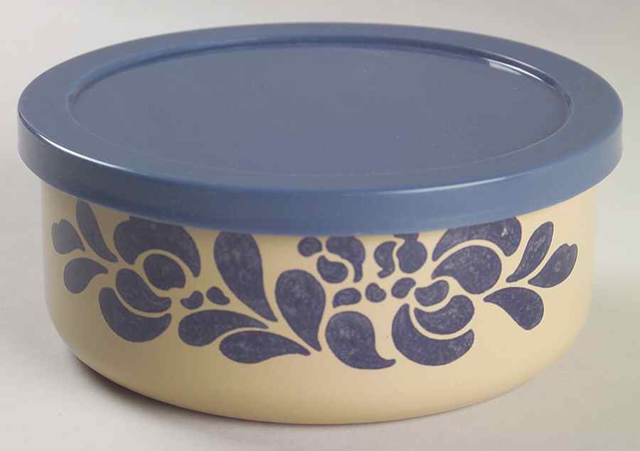 Folk Art 5" Metal Bowl W/Plastic Lid by Pfaltzgraff-1