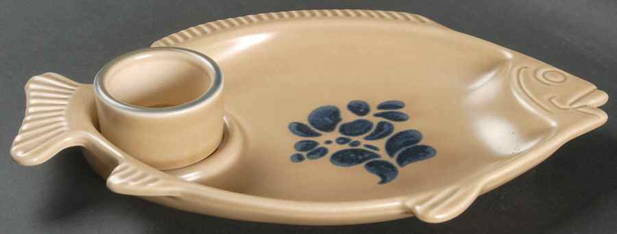 Folk Art Seafood-Cocktail Server with Sauce Cup by Pfaltzgraff-1