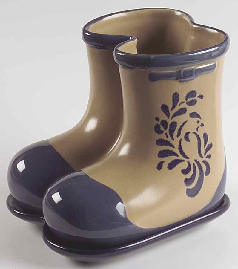 Folk Art Boots Planter & Underplate by Pfaltzgraff-1
