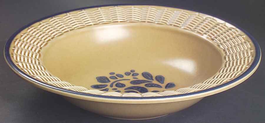 Folk Art Large Bowl with Wicker Trim by Pfaltzgraff-1