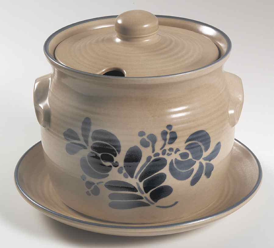 Folk Art Tureen & Lid w/Underplate by Pfaltzgraff-1