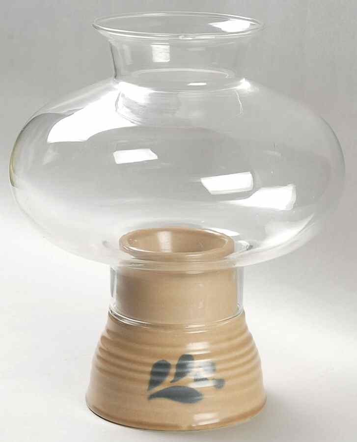 Folk Art Hurricane Lamp & Globe by Pfaltzgraff-1
