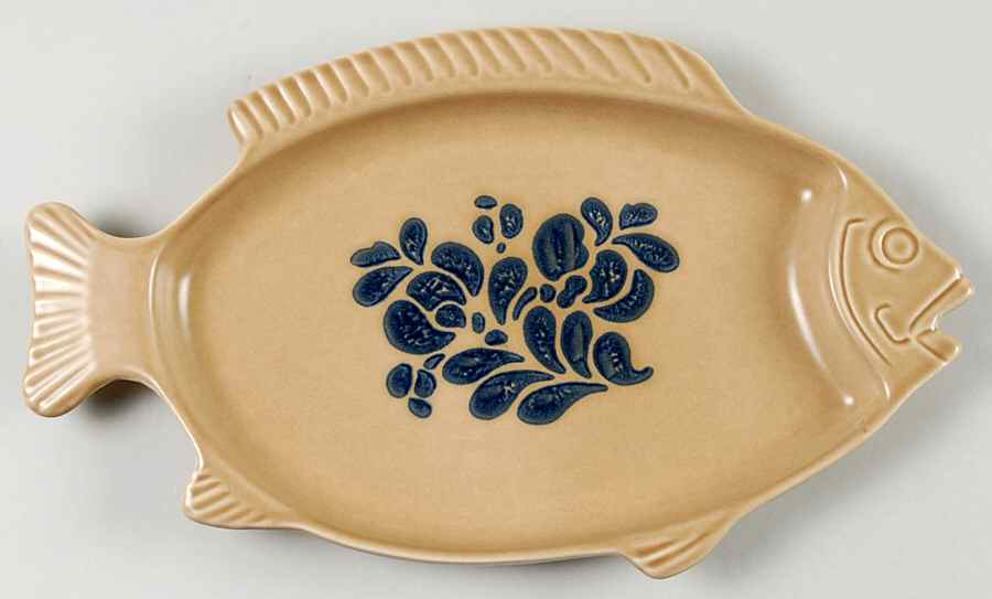 Folk Art Oval Fish Dish by Pfaltzgraff-1