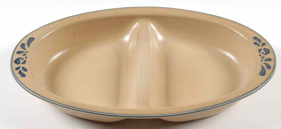 Folk Art 14" Oval Divided Vegetable Bowl by Pfaltzgraff-1