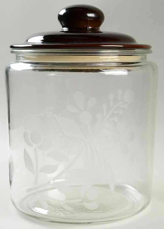 Folk Art Glassware Cookie Jar & Lid by Pfaltzgraff-1