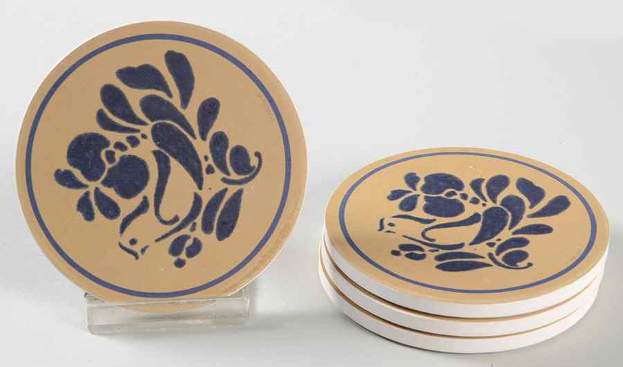 Folk Art Round (Thirsty) Stone Coaster - Set of 4 by Pfaltzgraff-1