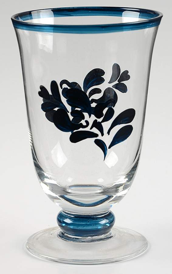 Folk Art 18 Oz Handpainted Glass Footed Iced Tea by Pfaltzgraff-1
