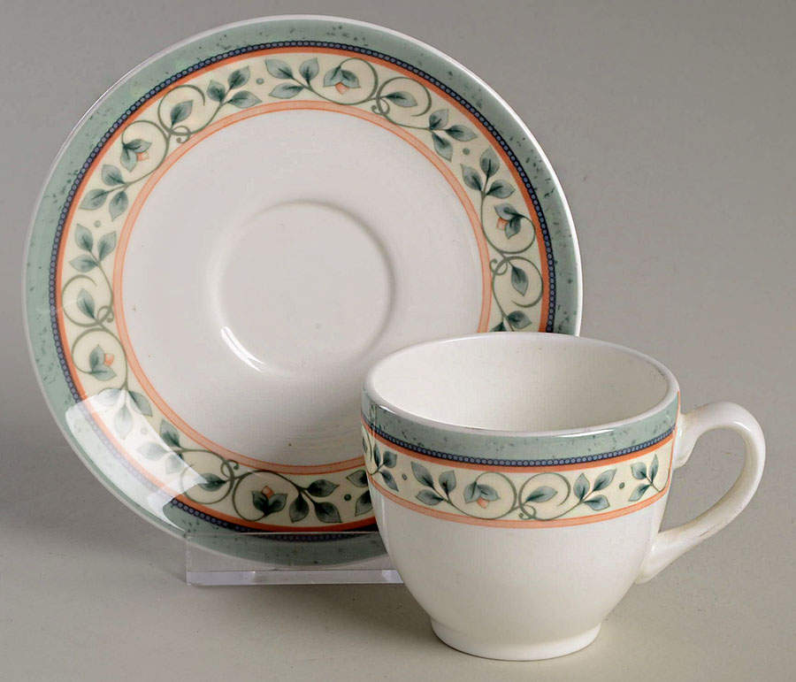 French Quarter (Bone China) Footed Demitasse Cup & Saucer Set by Pfaltzgraff-1