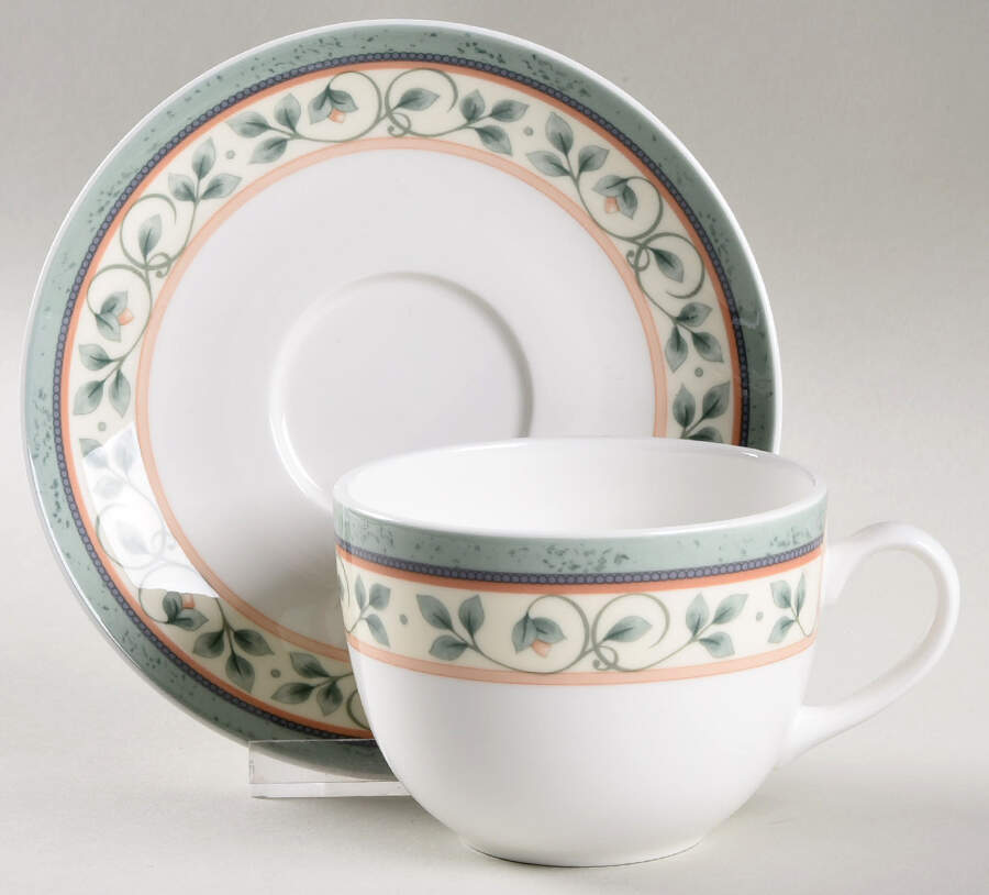 French Quarter (Bone China) Flat Cup & Saucer Set by Pfaltzgraff-1