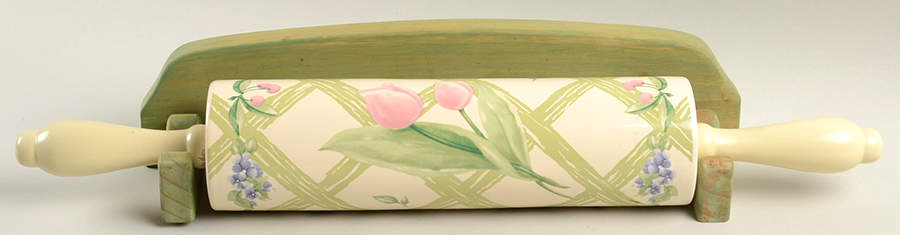 Garden Party (Garden Impressions) Rolling Pin W/Wood Wall Hanger by Pfaltzgraff-1