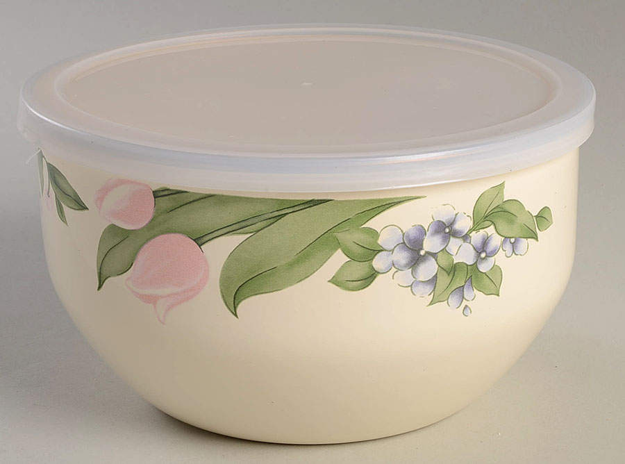 Garden Party (Garden Impressions) 7" Metal Bowl & Plastic Lid by Pfaltzgraff-1