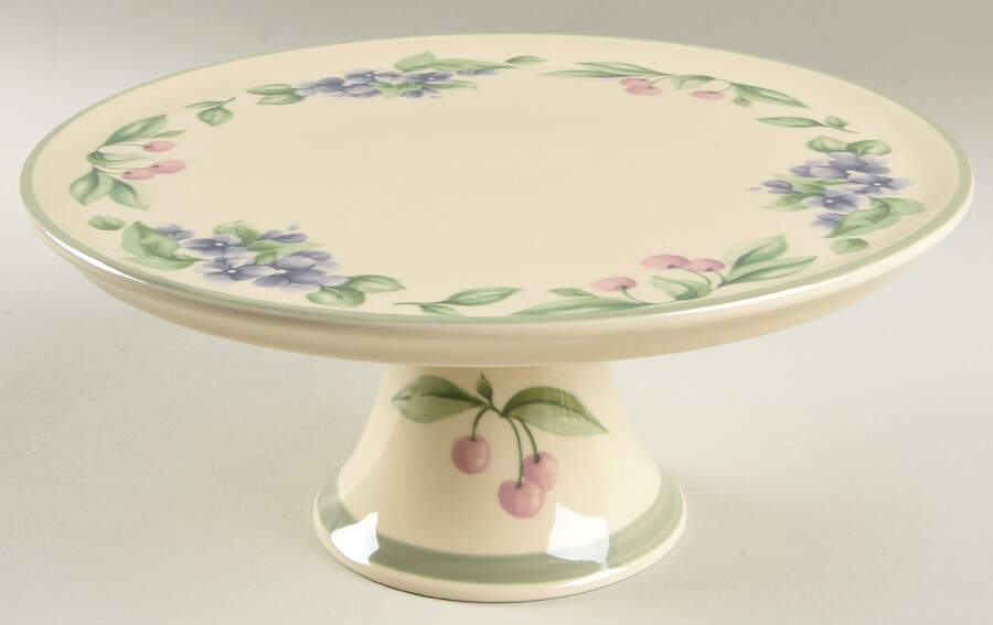 Garden Party (Garden Impressions) 9" Diameter Pedestal Cake Stand by Pfaltzgraff-1