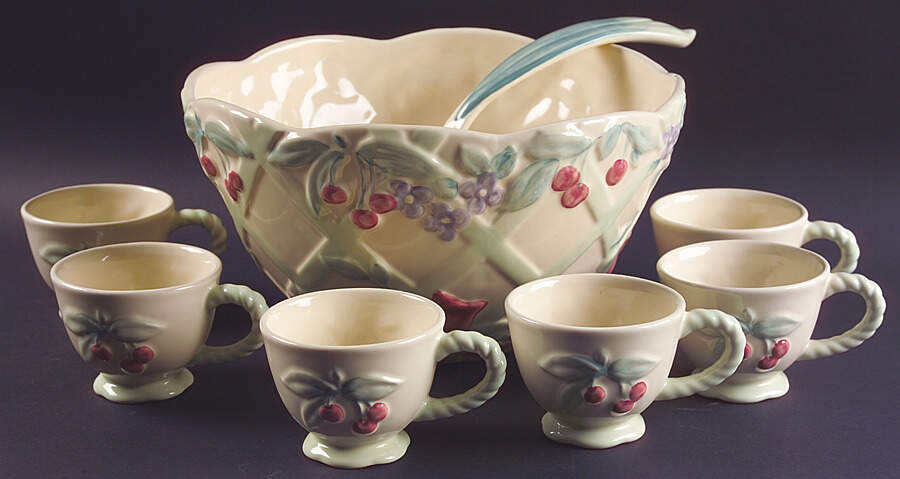 Garden Party (Garden Impressions) Punch Bowl Set (Punch Bowl, 6 Punch Cups & Ladle) by Pfaltzgraff-1