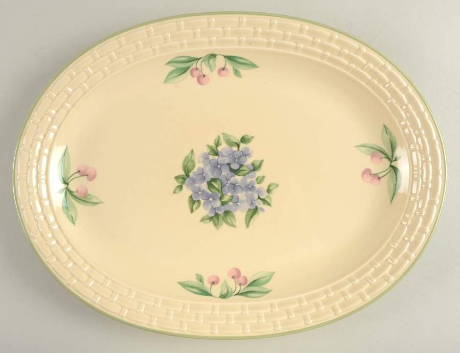 Garden Party (Garden Impressions) 14" Oval Basketweave Serving Platter by Pfaltzgraff-1
