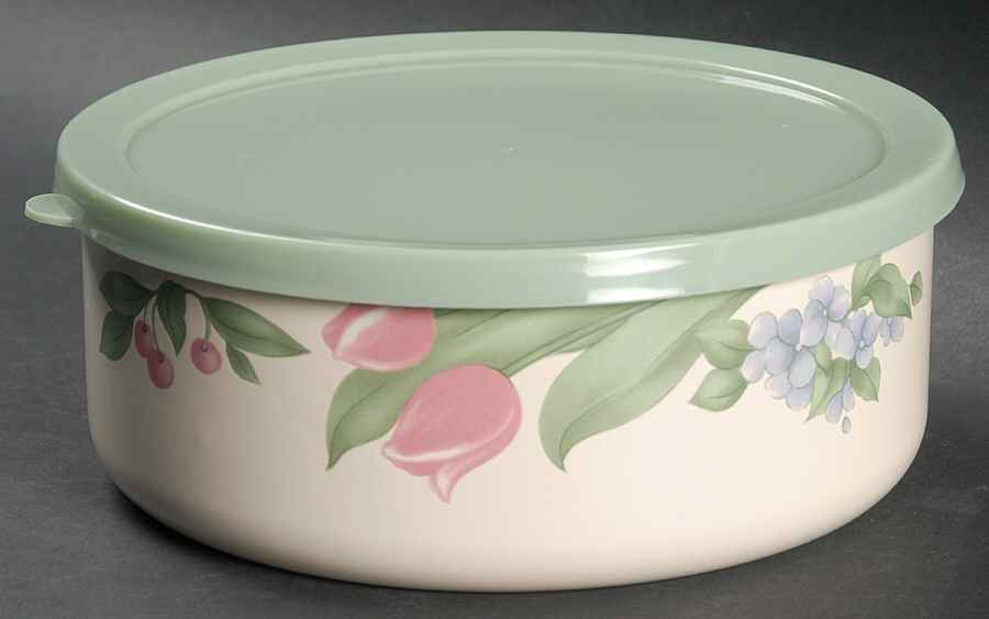 Garden Party (Garden Impressions) 6" Metal Bowl W/Plastic Lid by Pfaltzgraff-1