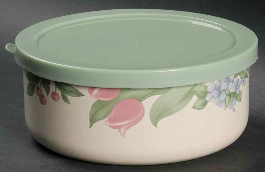 Garden Party (Garden Impressions) 5" Metal Bowl W/Plastic Lid by Pfaltzgraff-1