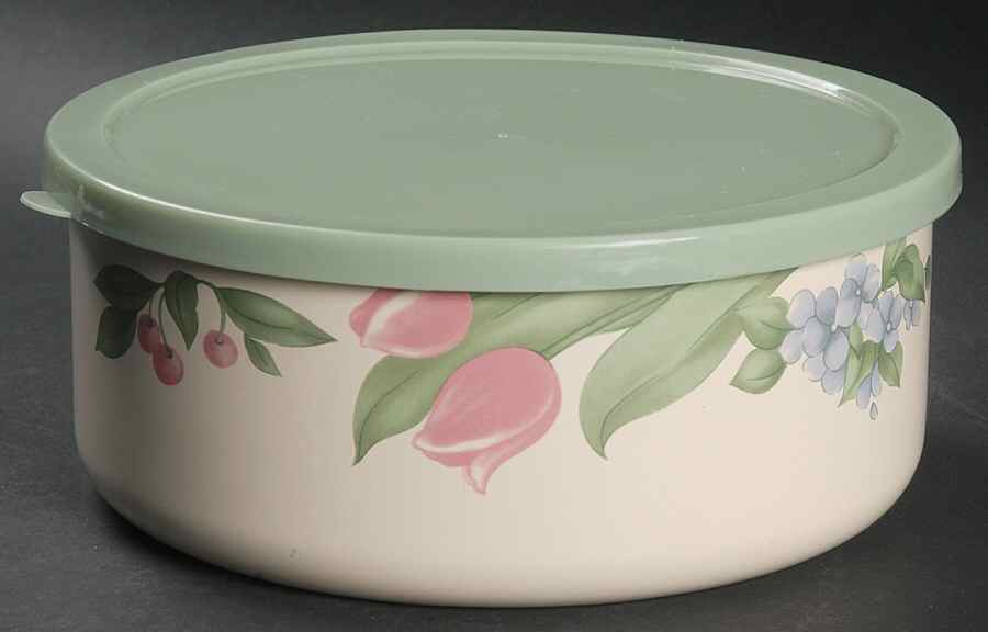 Garden Party (Garden Impressions) 7" Metal Bowl & Plastic Lid by Pfaltzgraff-1