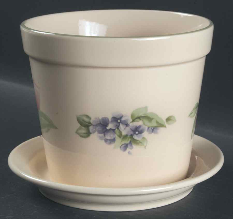 Garden Party (Garden Impressions) 6" Flower Pot & Underplate by Pfaltzgraff-1