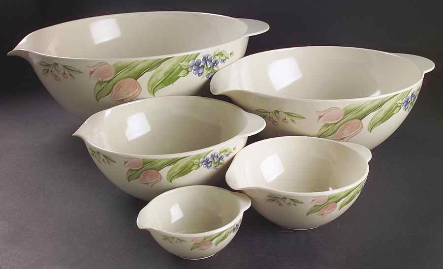 Garden Party (Garden Impressions) (Set of 5) Nesting Melamine Mixing Bowls by Pfaltzgraff-1