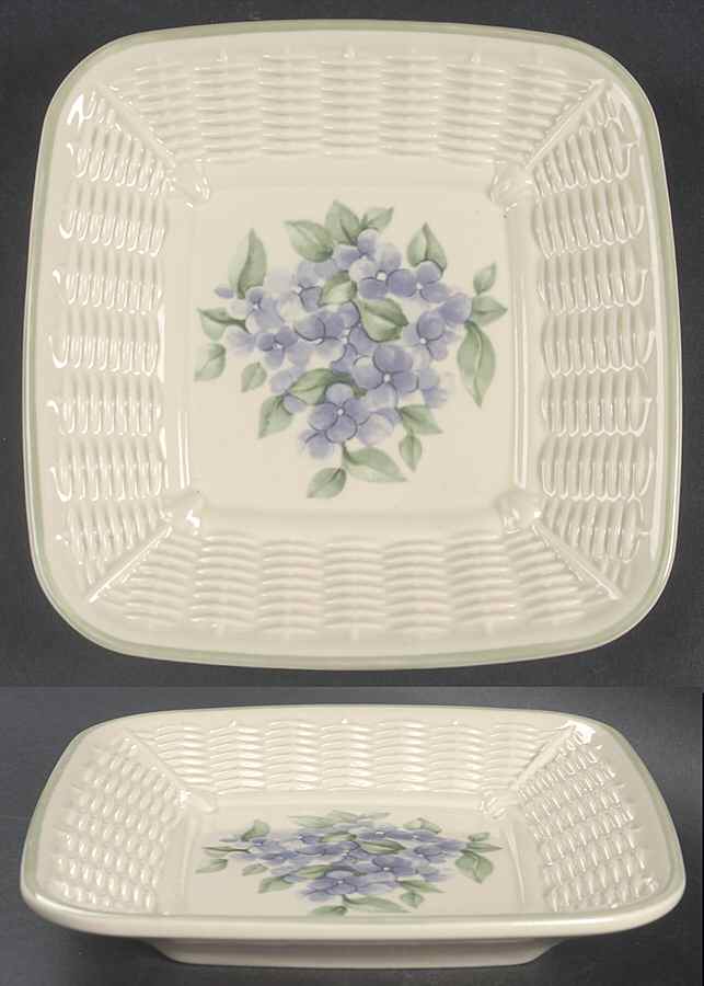 Garden Party (Garden Impressions) Open Candy Dish with Wicker Trim by Pfaltzgraff-1