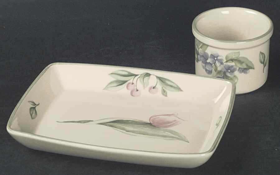 Garden Party (Garden Impressions) Individual Dipper Set (Bowl and Tray) by Pfaltzgraff-1