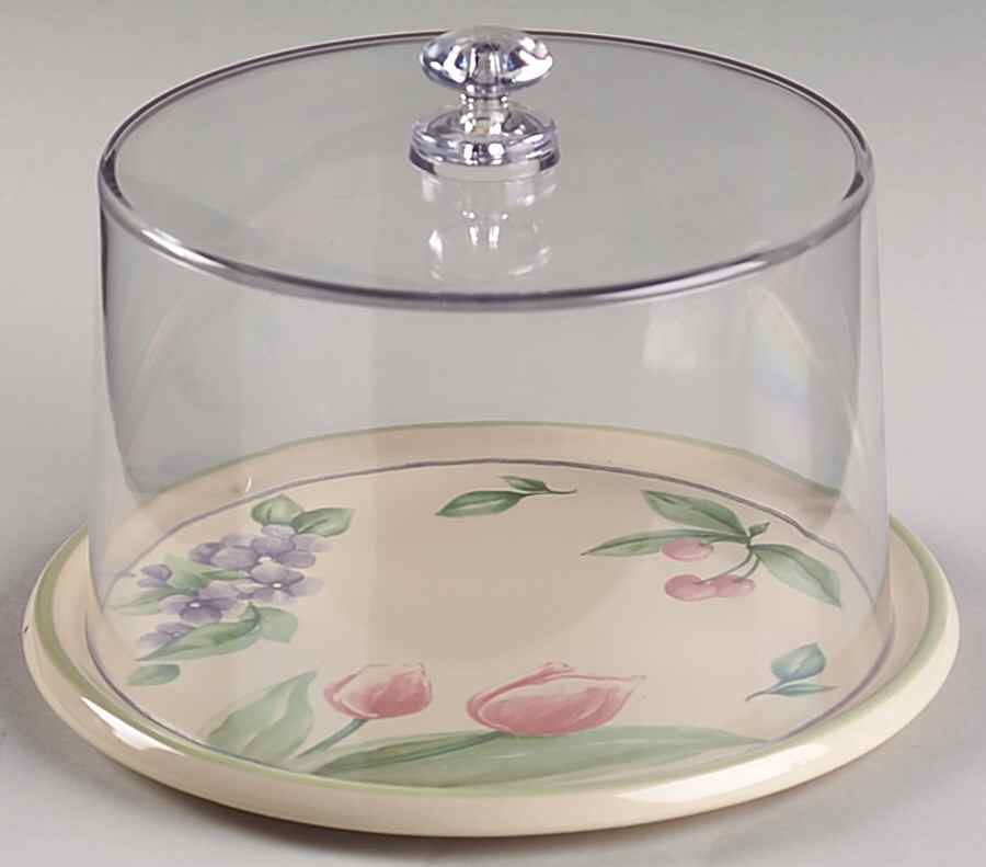 Garden Party (Garden Impressions) Cheese Dish & Plastic Dome by Pfaltzgraff-1